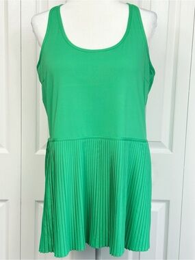 NWT Crane Green Sleeveless Racerback Pleated Mini Athleisure Dress Large